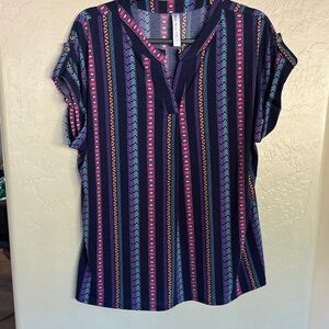 Dear Scarlett Navy Multicolor Striped Blouse